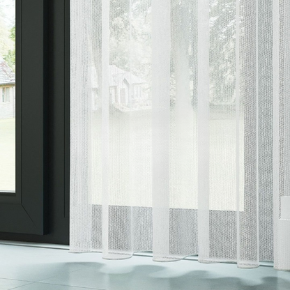 White Textured Plain Sheer Curtain