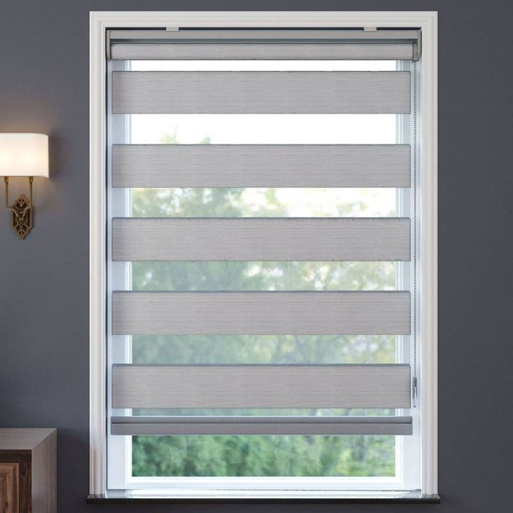 Silver Plain Zebra Roller Blind