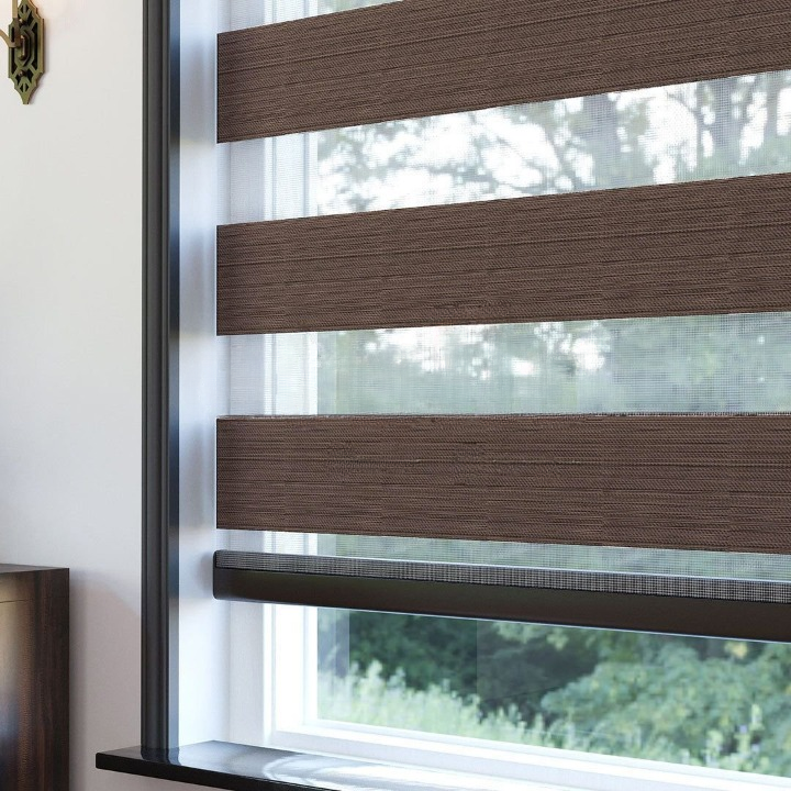 Chocolate Plain Zebra Roller Blind