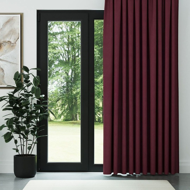Burgundy Textured Linen Drapes