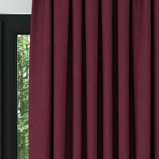 Burgundy Crosshatch Linen Drapes