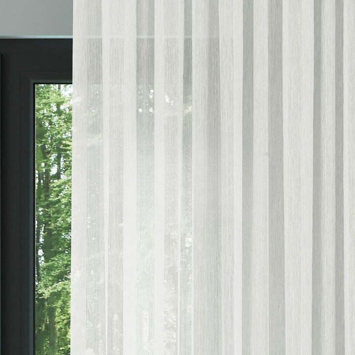 Ecru Bamboo Textured Plain Sheer Curtain