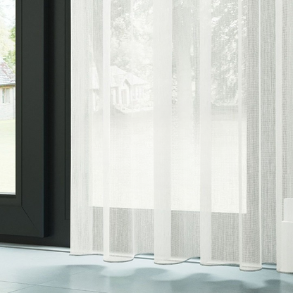 Ecru Bamboo Textured Plain Sheer Curtain