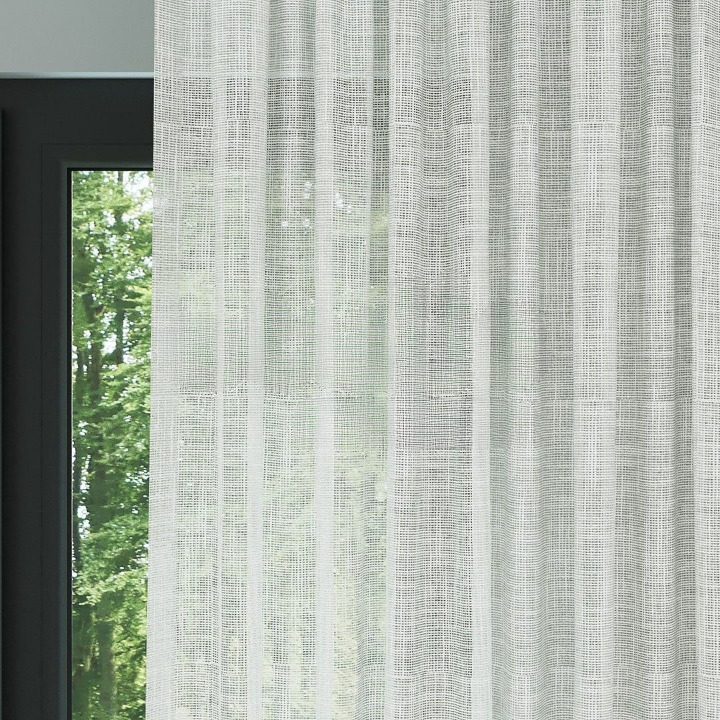 Ecru Basketweave Linen Look Semi-Sheer Curtain