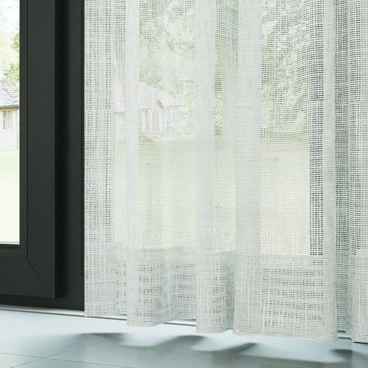 Ecru Basketweave Linen Look Semi-Sheer Curtain