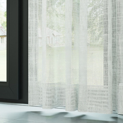 Ecru Basketweave Linen Look Semi-Sheer Curtain