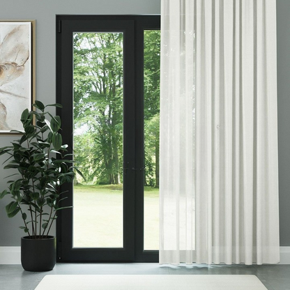 Ecru Faux Silk Voile Sheer Curtain