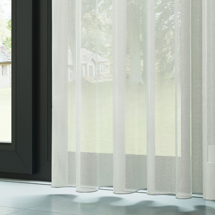 Ecru Faux Silk Voile Sheer Curtain