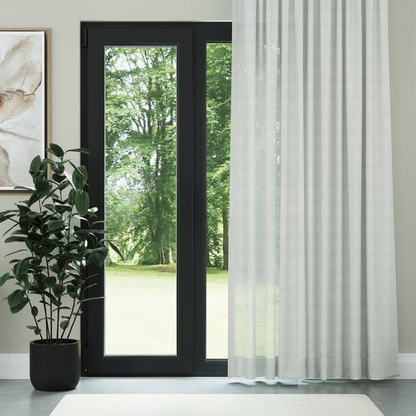 Ecru High Density Silk Crepe Plain Sheer Curtain