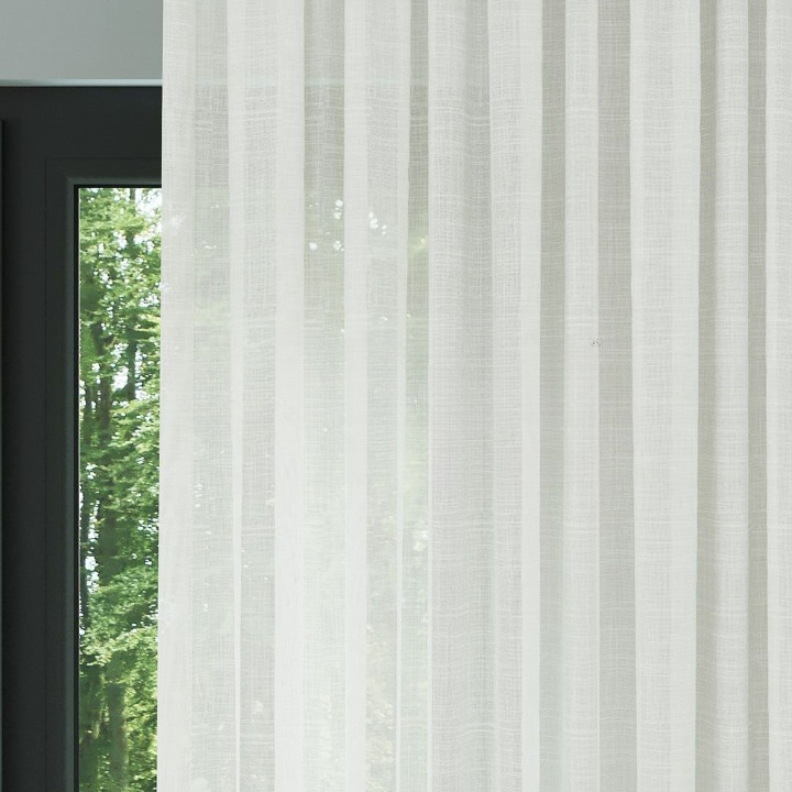 Ecru Slub Linen Look Sheer Curtain
