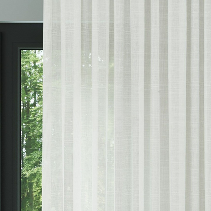 Ecru Slub Linen Look Sheer Curtain