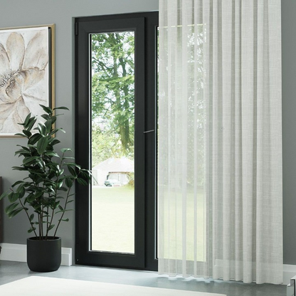 Ecru Slub Linen Look Sheer Curtain