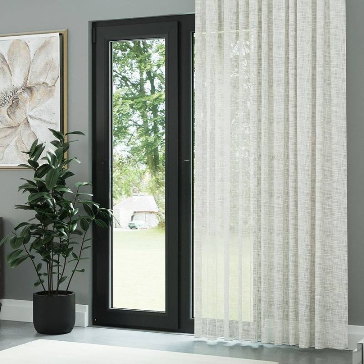 Ecru Slub Linen Look Semi-Sheer Curtain
