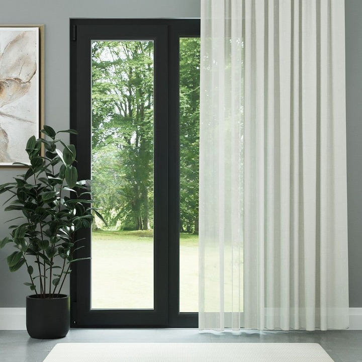 Modern Ecru Soft Crepe Textured Sheer Curtain