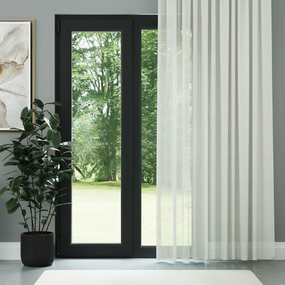 Modern Ecru Soft Crepe Textured Sheer Curtain