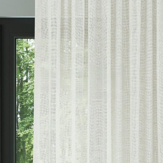 Ecru Slub Linen Look Sheer Curtain