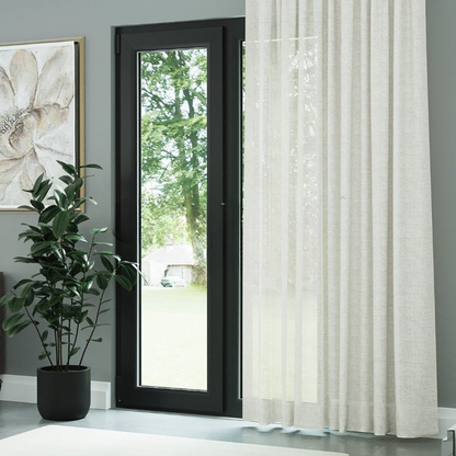 Ecru Slub Linen Look Sheer Curtain