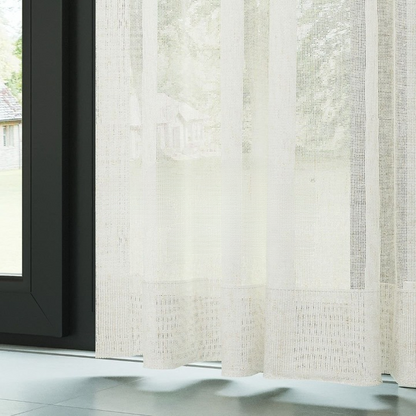 Ecru Slub Linen Look Sheer Curtain