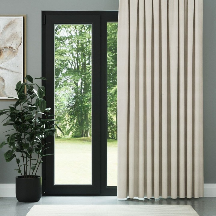 Ecru Crosshatch Linen Drapes