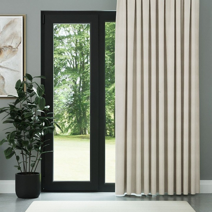Ecru Crosshatch Linen Drapes