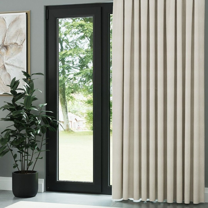 Ecru Crosshatch Linen Drapes
