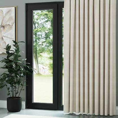 Ecru Crosshatch Linen Drapes