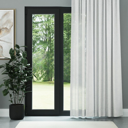 Ecru Shimmering Plain Sheer Curtain
