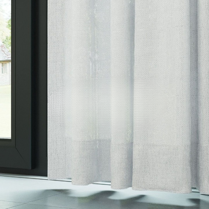 Ecru Shimmering Plain Sheer Curtain
