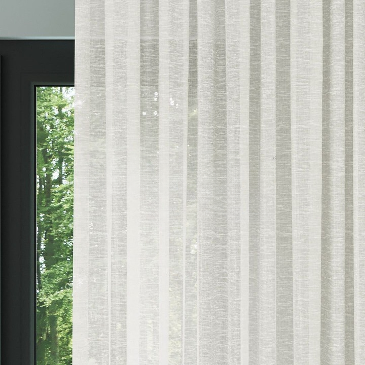 Ecru Shimmering Linen Look Sheer Curtain