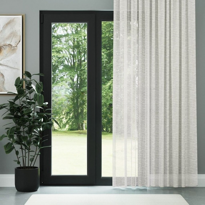 Ecru Shimmering Linen Look Sheer Curtain