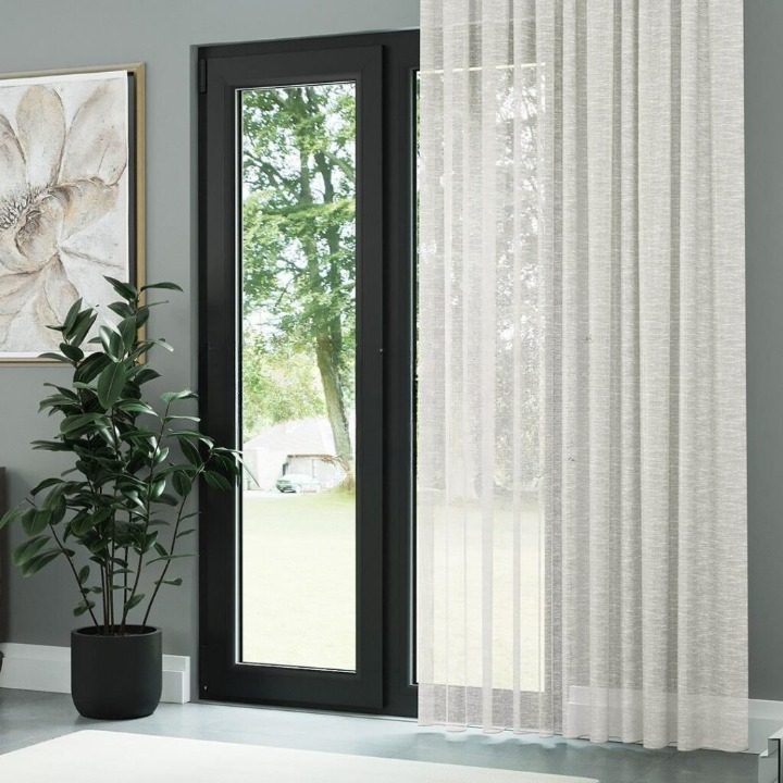 Ecru Shimmering Linen Look Sheer Curtain