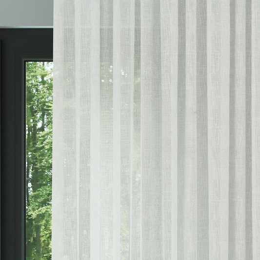 Ecru Honeycomb Textured Linen Look Sheer Curtain