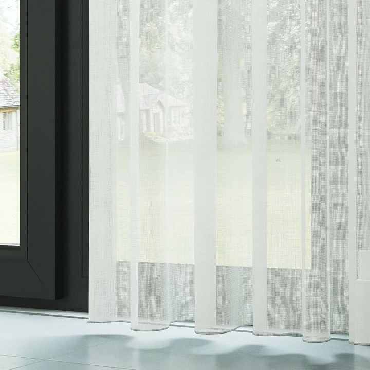 Ecru Honeycomb Textured Linen Look Sheer Curtain