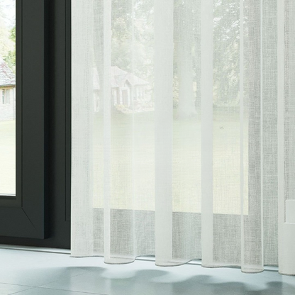 Ecru Honeycomb Textured Linen Look Sheer Curtain