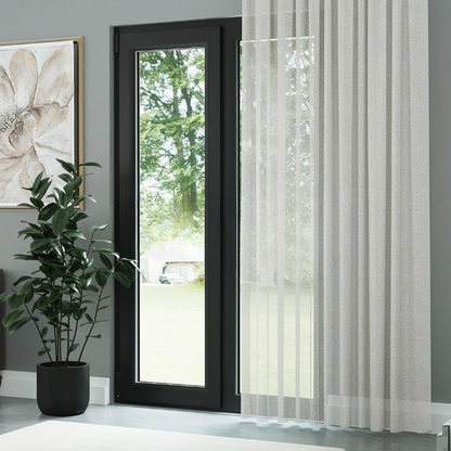 Ecru Textured Plain Sheer Curtain