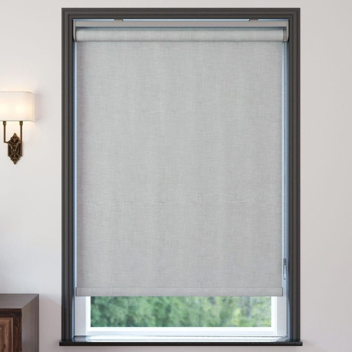 Grey Linen Textured Blackout Roller Blinds