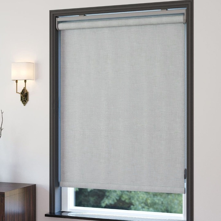 Grey Linen Textured Blackout Roller Blinds
