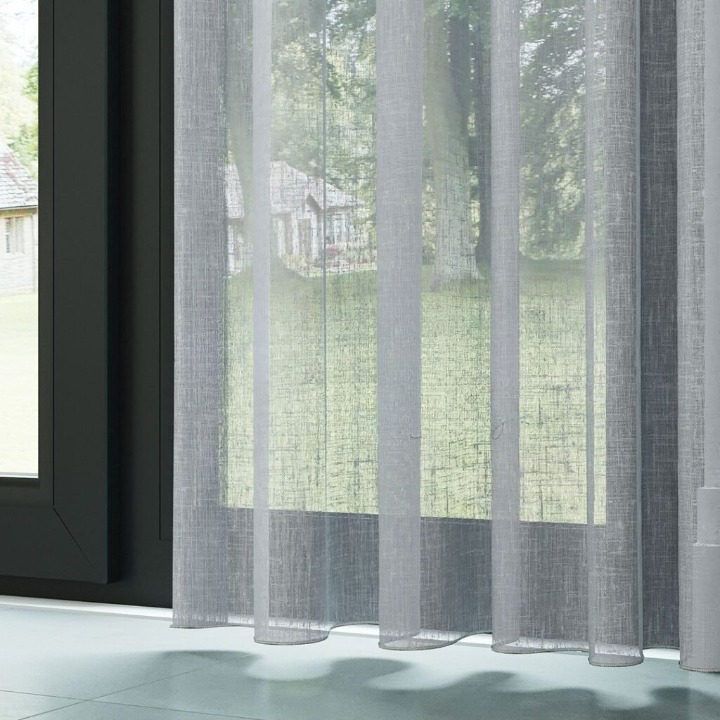 Grey Crushed Linen Look Sheer Curtain