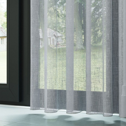 Grey Crushed Linen Look Sheer Curtain
