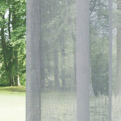 Grey Crushed Linen Look Sheer Curtain