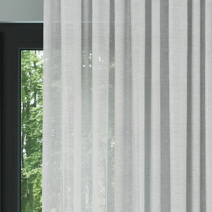 Grey Shimmering Silk Look Sheer Curtain