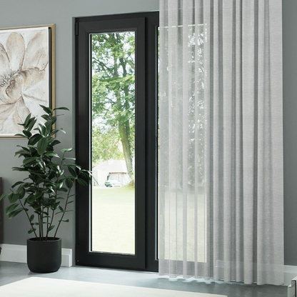 Grey Shimmering Silk Look Sheer Curtain