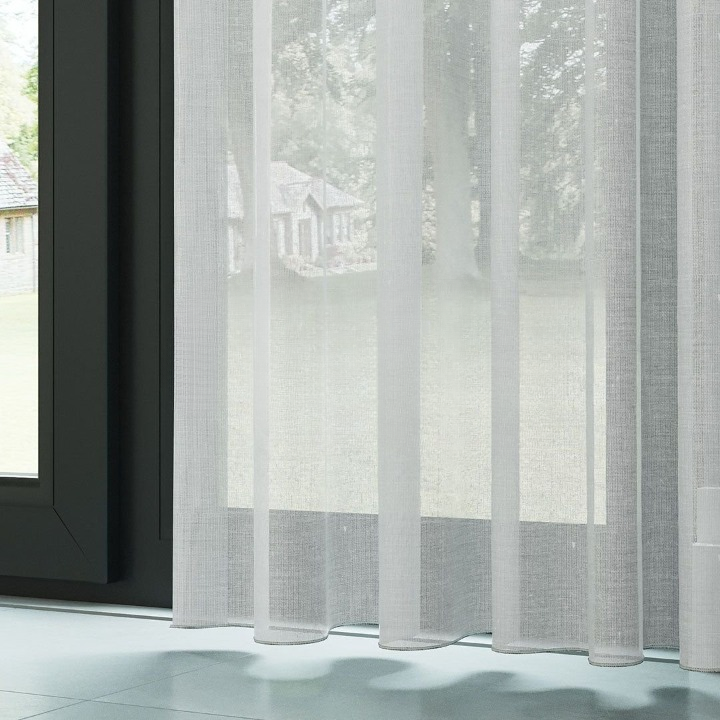 Grey Shimmering Silk Look Sheer Curtain