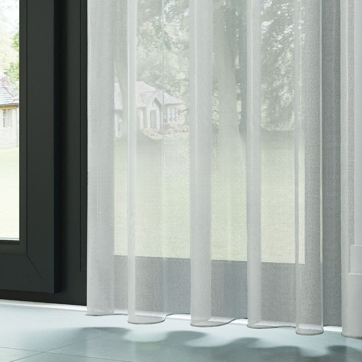 Grey Faux Silk Voile Sheer Curtain