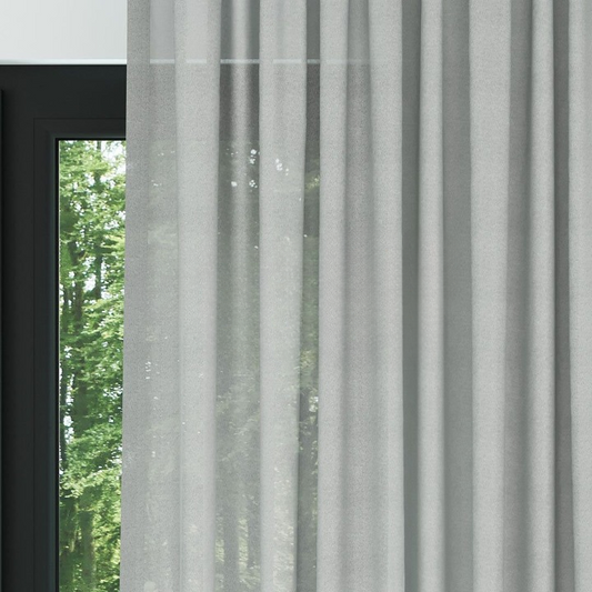 Grey High Density Silk Crepe Plain Sheer Curtain