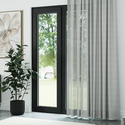 Grey High Density Silk Crepe Plain Sheer Curtain