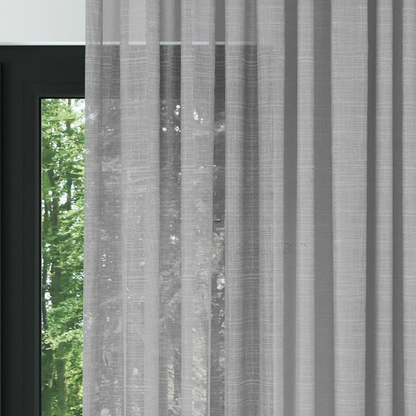 Grey Slub Linen Look Sheer Curtain