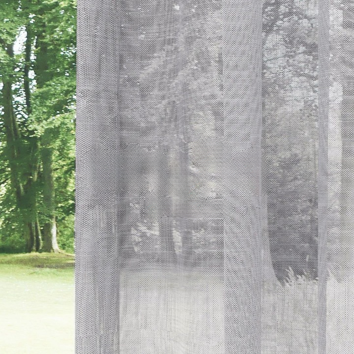 Grey Slub Linen Look Sheer Curtain
