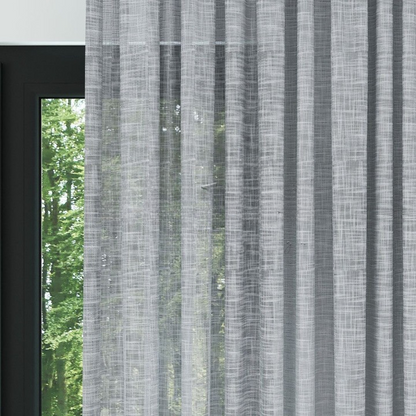 Grey Slub Linen Look Semi-Sheer Curtain