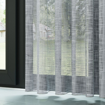 Grey Slub Linen Look Semi-Sheer Curtain